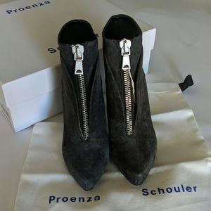 Proenza Schouler suede heeled ankle booties.
